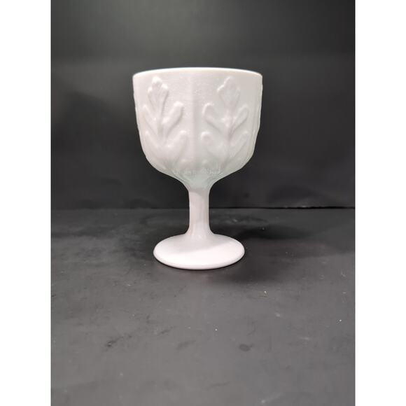 FTD Oak Leaf Milk Glass Pedestal Planter, Vintage Vase, Compote, Decorative Dish - Picture 1 of 9